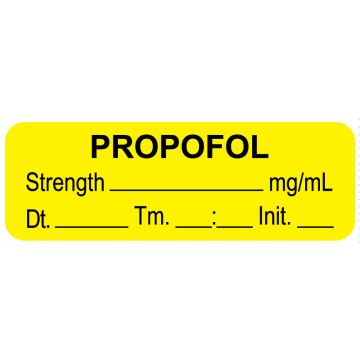 Anesthesia Label, Propofol mg/mL Date Time Initial, 1-1/2" x 1/2"