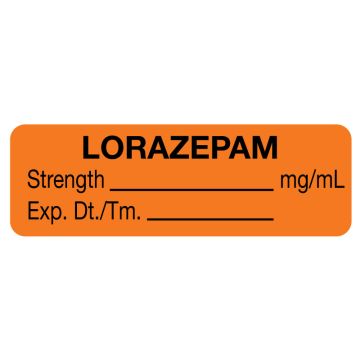Anesthesia Label, Lorazepam mg/mL, 1-1/2" x 1/2"