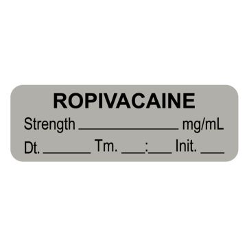 Anesthesia Label, Ropivacaine mg/mL Date Time Initial, 1-1/2" x 1/2"