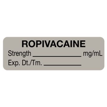 Anesthesia Label, Ropivacaine mg/mL, 1-1/2" x 1/2"