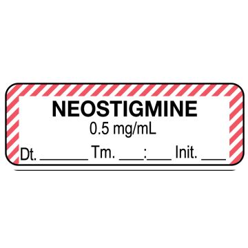 Anesthesia Label, NEOSTIGMINE 0.5 mg/mL Date Time Initial, 1-1/2" x 1/2"