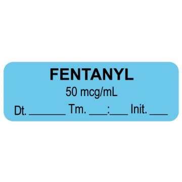 Anesthesia Label, Fentanyl 50 mcg/mL Date Time Initial, 1-1/2" x 1/2"