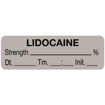 Anesthesia Label, Lidocaine % Date Time Initial, 1-1/2" x 1/2"
