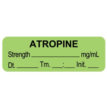 Anesthesia Label, Atropine  mg/mL 1 DTI 1-1/2" x 1/2"