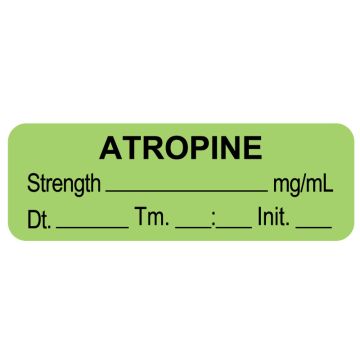 Anesthesia Label, Atropine  mg/mL 1 DTI 1-1/2" x 1/2"