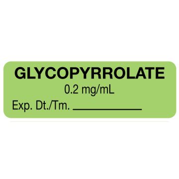 Anesthesia Label, Glycopyrrolate 0.2 mg/mL, 1-1/2" x 1/2"
