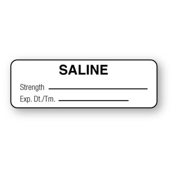 Anesthesia Label, Saline, 1-1/2" x 1/2"