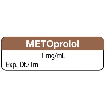 Anesthesia Label, METOPROLOL 1mg/mL, 1-1/2" x 1/2"