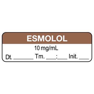 Anesthesia Label, Esmolol 10 mg/mL, Date Time Initial, 1-1/2" x 1/2"