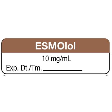 Anesthesia Label, ESMOLOL 10mg/mL, 1-1/2" x 1/2"