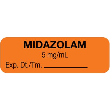 Anesthesia Label, Midazolam 5 mg/mL, 1-1/2" x 1/2"