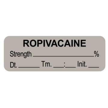 Anesthesia Label, Ropivacaine  % Date Time Initial, 1-1/2" x 1/2"