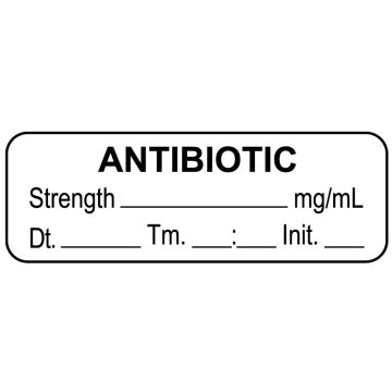 Anesthesia Label, Antibiotic mg/mL Date Time Initial, 1-1/2" x 1/2"