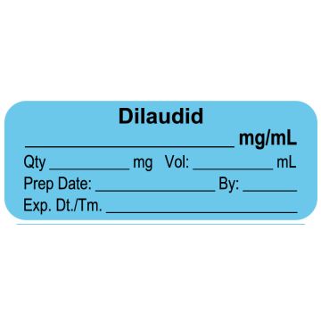 Anesthesia Label, Dilaudid mg/mL, 2" x 3/4"