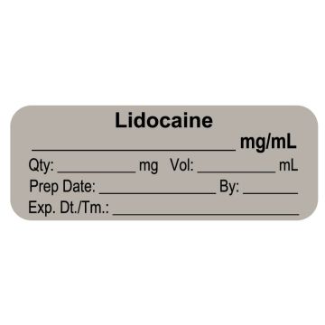 Anesthesia Label, Lidocaine mg/mL, 2" x 3/4"