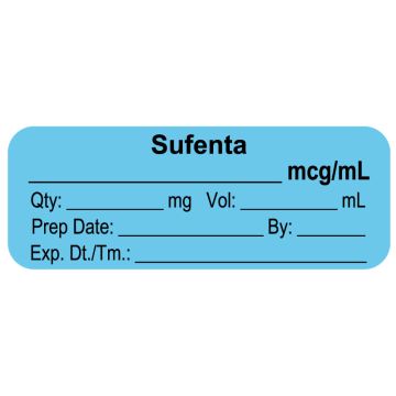 Anesthesia Label, Sufenta mcg/mL, 2" x 3/4"