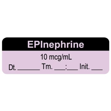 Anesthesia Label, EPInephrine 10 mcg/mL Date Time Initial, 1-1/2" x 1/2"