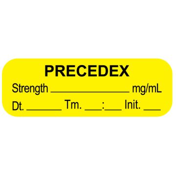 Anesthesia Label, PRECEDEX mg/mL Date Time Initial, 1-1/2" x 1/2"