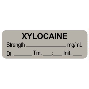 Anesthesia Label,  Xylocaine, mg/mL  DTI 1-1/2" x 1/2"