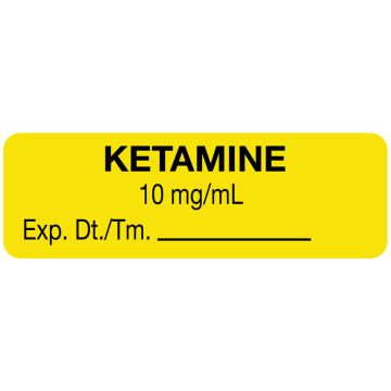 Anesthesia Label, Ketamine 10mg/mL, 1-1/2" x 1/2"