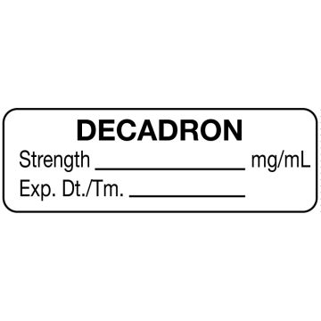 Anesthesia Label, Decadron mg/mL, 1-1/2" x 1/2"