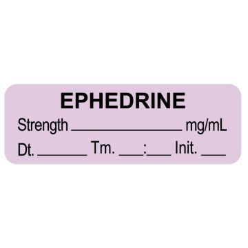 Anesthesia Label,  Ephedrine  mg/mL  DTI 1-1/2" x 1/2"
