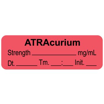 Anesthesia Label, Atracurium mg/mL Date Time Initial, 1-1/2" x 1/2"