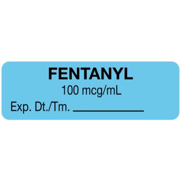 Anesthesia Label, Fentanyl 100 mcg/mL, 1-1/2" x 1/2"