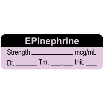 Anesthesia Label, Epinephrine  mcg/mL Date Time Initial, 1-1/2" x 1/2"