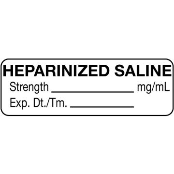Anesthesia Label, Heparanized Saline mg/mL, 1-1/2" x 1/2"