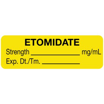 Anesthesia Label, Etomidate mg/mL, 1-1/2" x 1/2"