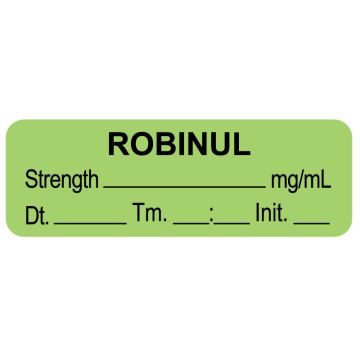 Anesthesia Label,  Robinul  mg/mL  DTI 1-1/2" x 1/2"
