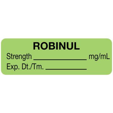 Anesthesia Label, Robinul mg/mL, 1-1/2" x 1/2"