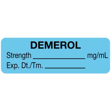 Anesthesia Label, Demerol mg/mL, 1-1/2" x 1/2"