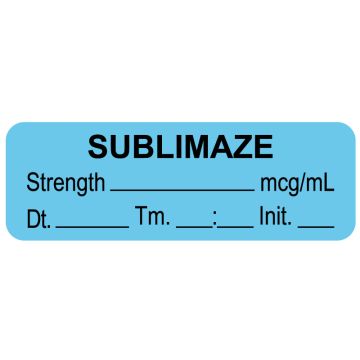 Anesthesia Label, Sublimaze mcg/mL Date Time Initial, 1-1/2" x 1/2"