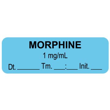 Anesthesia Label, Morphine 1mg/mL Date Time Initial, 1-1/2" x 1/2"