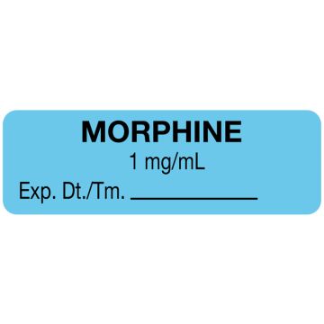 Anesthesia Label, Morphine 1mg/mL, 1-1/2" x 1/2"