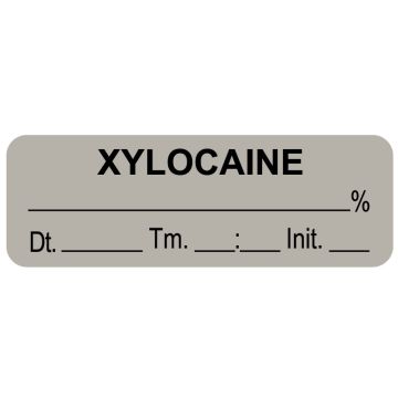 Anesthesia Label, Xylocaine % Date Time Initial, 1-1/2" x 1/2"