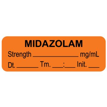 Anesthesia Label, Midazolam mg/mL Date Time Initial, 1-1/2" x 1/2"