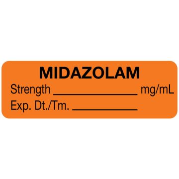 Anesthesia Label, Midazolam mg/mL, 1-1/2" x 1/2"