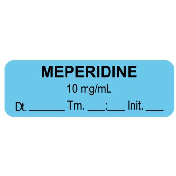 Anesthesia Label, Meperidine 10 mg/mL Date Time Initial, 1-1/2" x 1/2"