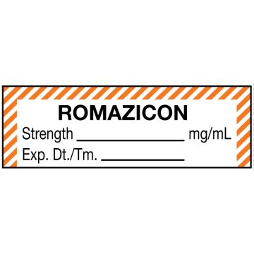 Anesthesia Label, Romazicon mg/mL, 1-1/2" x 1/2"