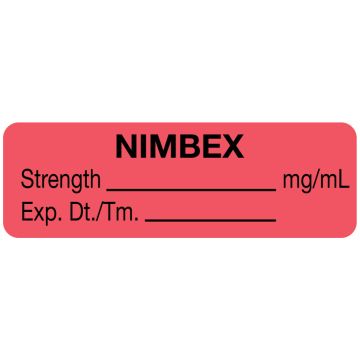 Anesthesia Label, Nimbex mg/mL, 1-1/2" x 1/2"