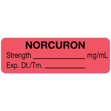 Anesthesia Label, Norcuron mg/mL, 1-1/2" x 1/2"