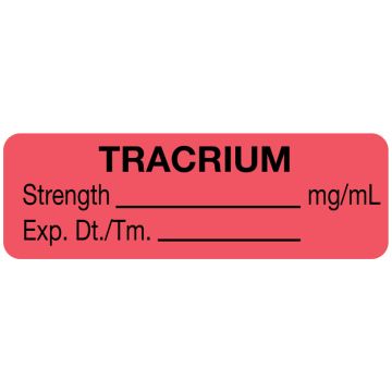 Anesthesia Label, Tracurium mg/mL, 1-1/2" x 1/2"