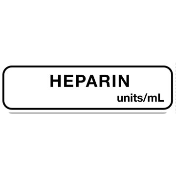 Anesthesia Label, Heparin Units/mL, 1-1/2" x 1/2"