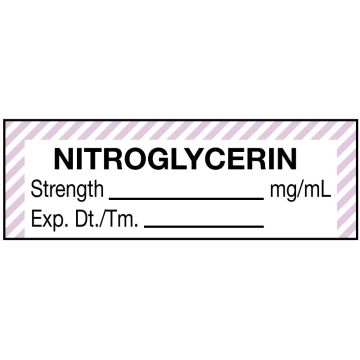 Anesthesia Label, Nitroglycerine mg/mL, 1-1/2" x 1/2"