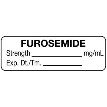 Anesthesia Label, Furosemide mg/mL, 1-1/2" x 1/2"