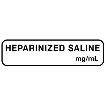 Anesthesia Label, Heparanized Saline mg/mL, 1-1/4" x 5/16"