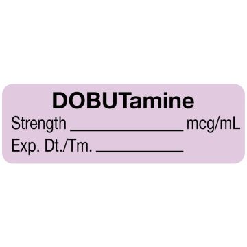 Anesthesia Label, DOBUTamine mcg/mL, 1-1/2" x 1/2"